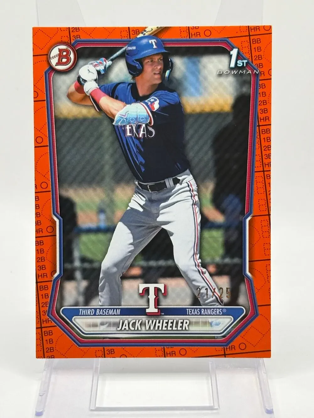 2026 Bowman Jack Wheeler 1st Bowman Orange Border Pattern 21/25 SP Texas Rangers